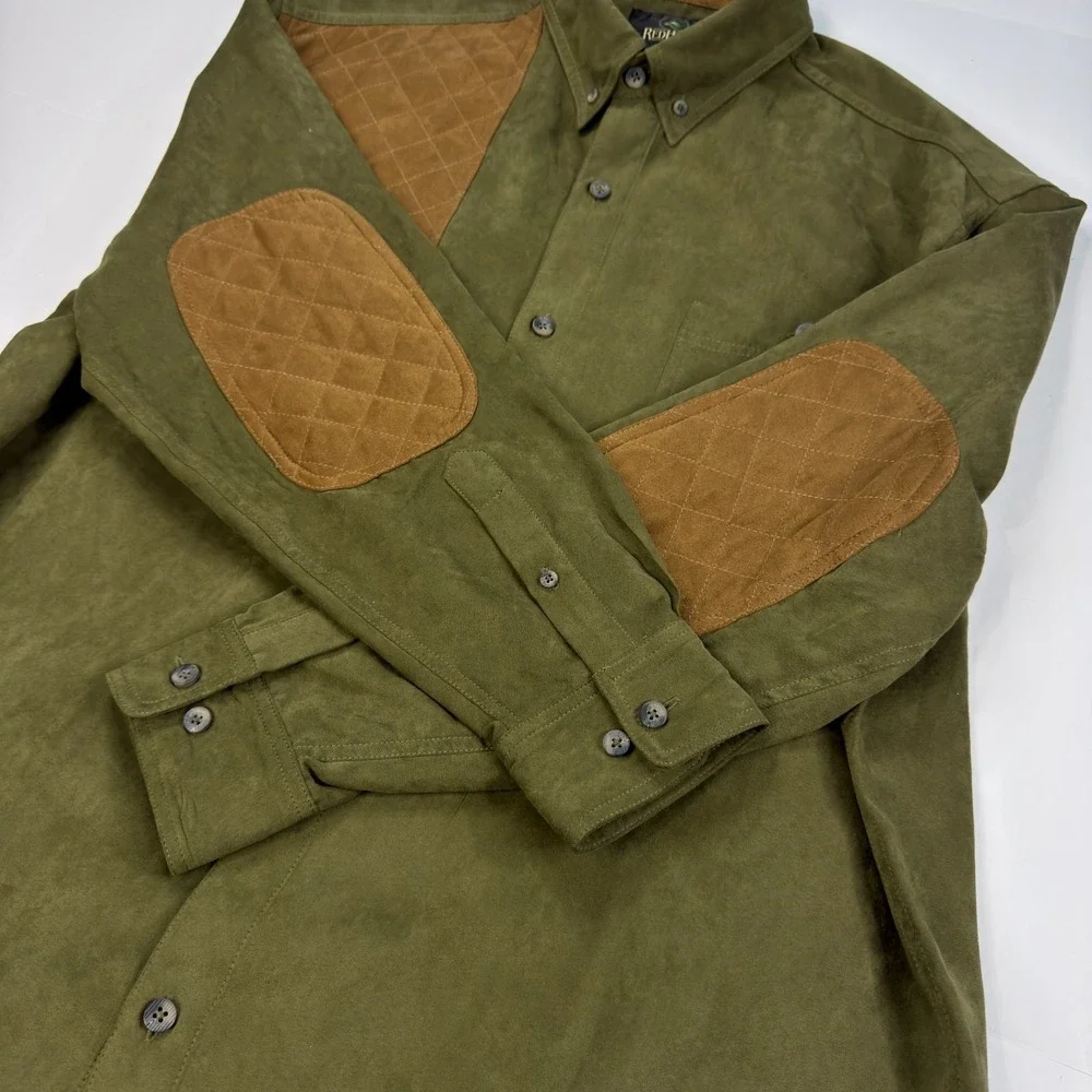 RedHead Hunting Shooting‎ Shirt Mens Size L Quilted Shoulder Patch Elbows Green